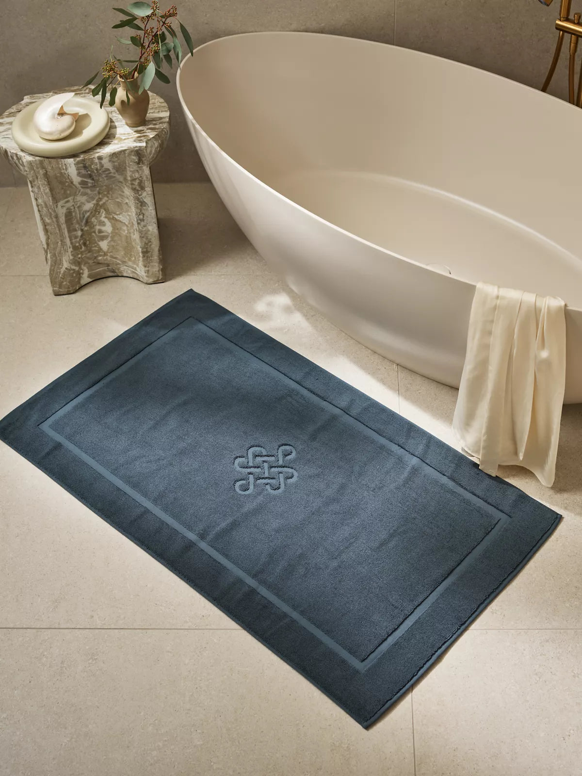 Super Smooth Cotton Bath Mat 70x120cm Petrol Lifestyle with Product