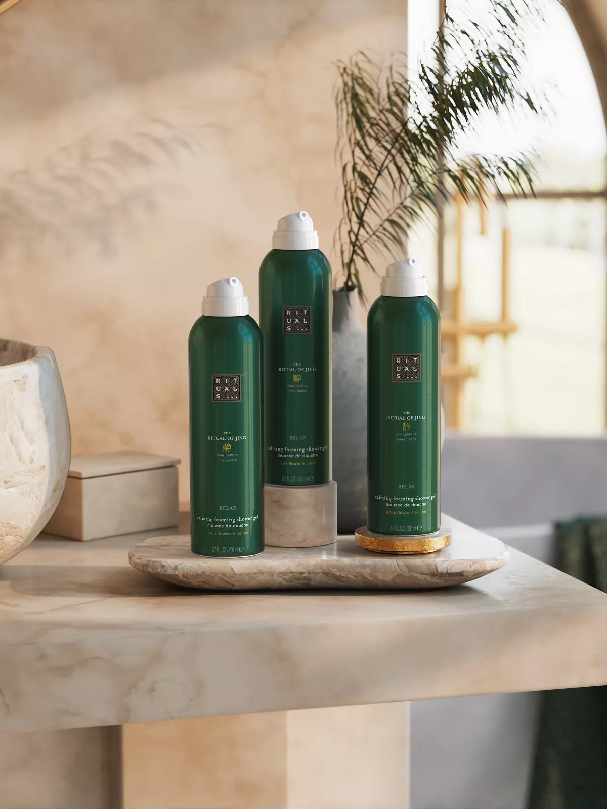 Jing Shower Foam Value Pack Lifestyle with Product