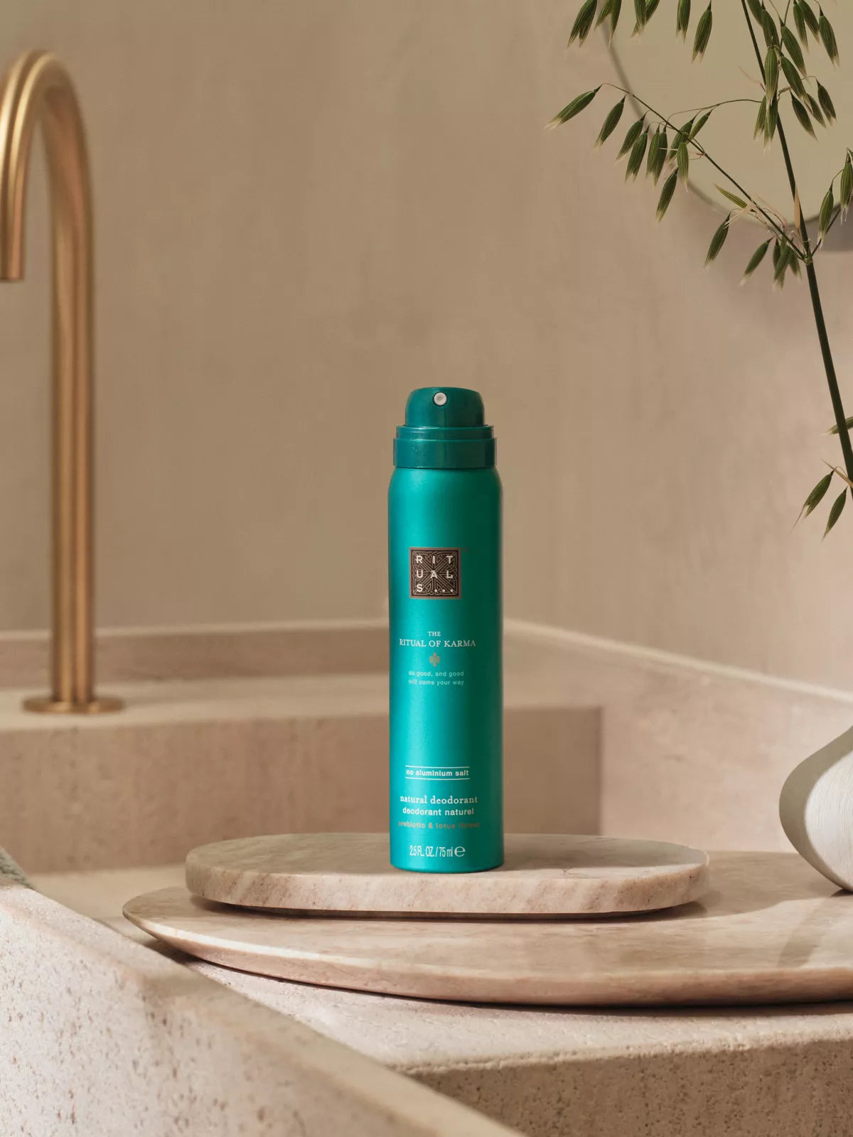The Ritual of Karma Natural Deodorant 75ml Lifestyle with Product