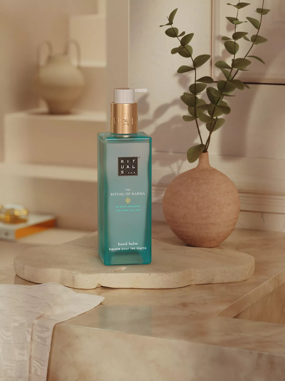 The Ritual of Karma Hand Balm 175ml Lifestyle with Product