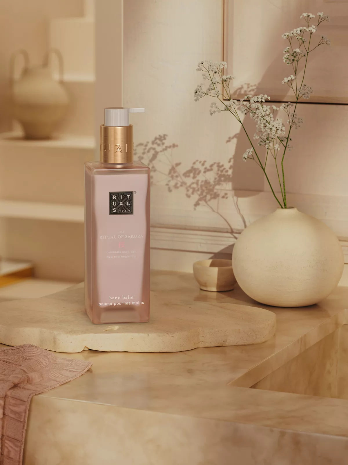 The Ritual of Sakura Hand Balm 175ml Lifestyle with Product
