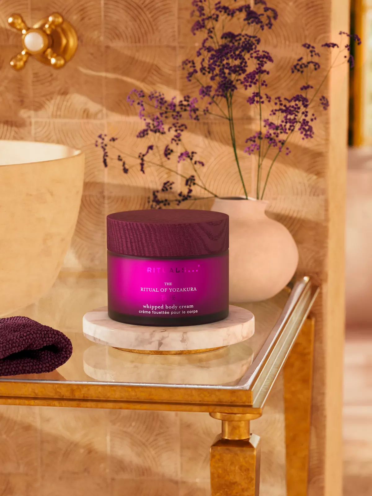 The Ritual of Yozakura Body Cream 220ml Lifestyle with Product