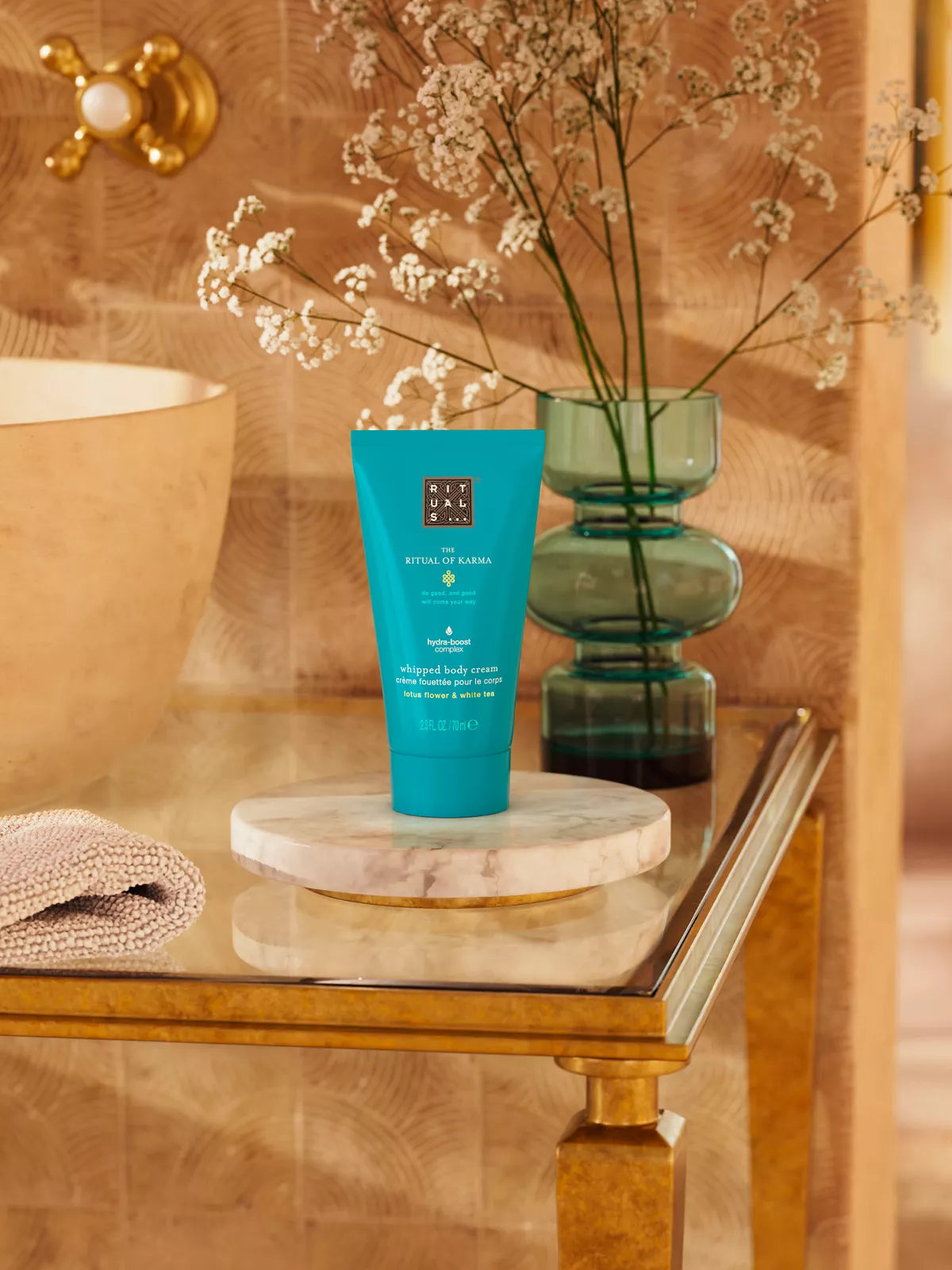 The Ritual of Karma Body Cream 70ml Lifestyle with Product