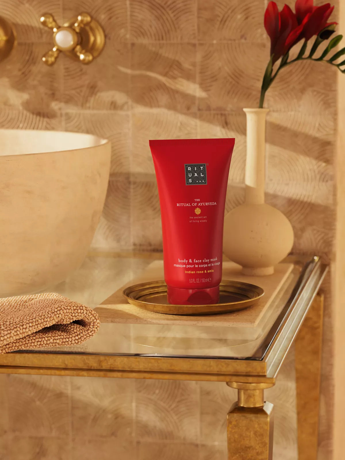 The Ritual of Ayurveda Face & Body Clay Mask 150ml Lifestyle with Product