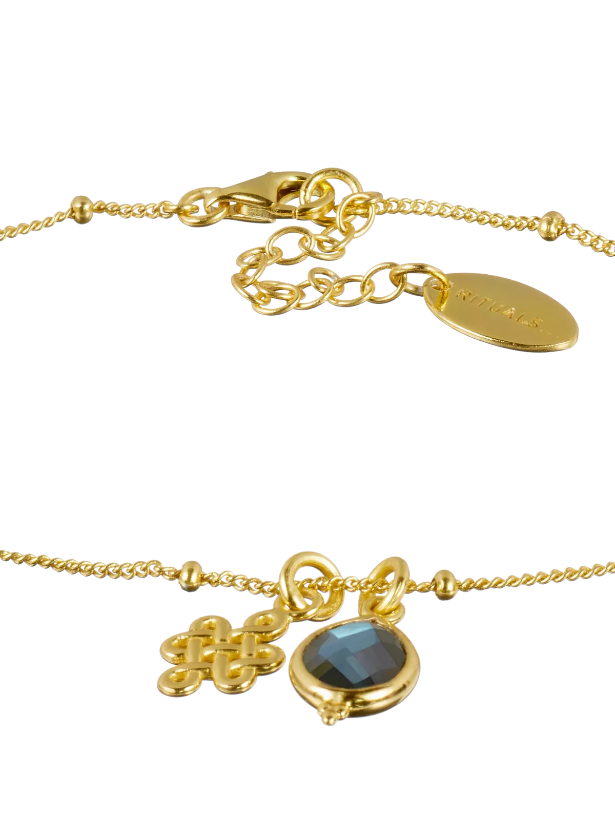 Labradorite Infinity Pendant Bracelet Gold Plated