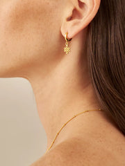 Infinity Round Earrings Gold Plated Studio with Model and Product