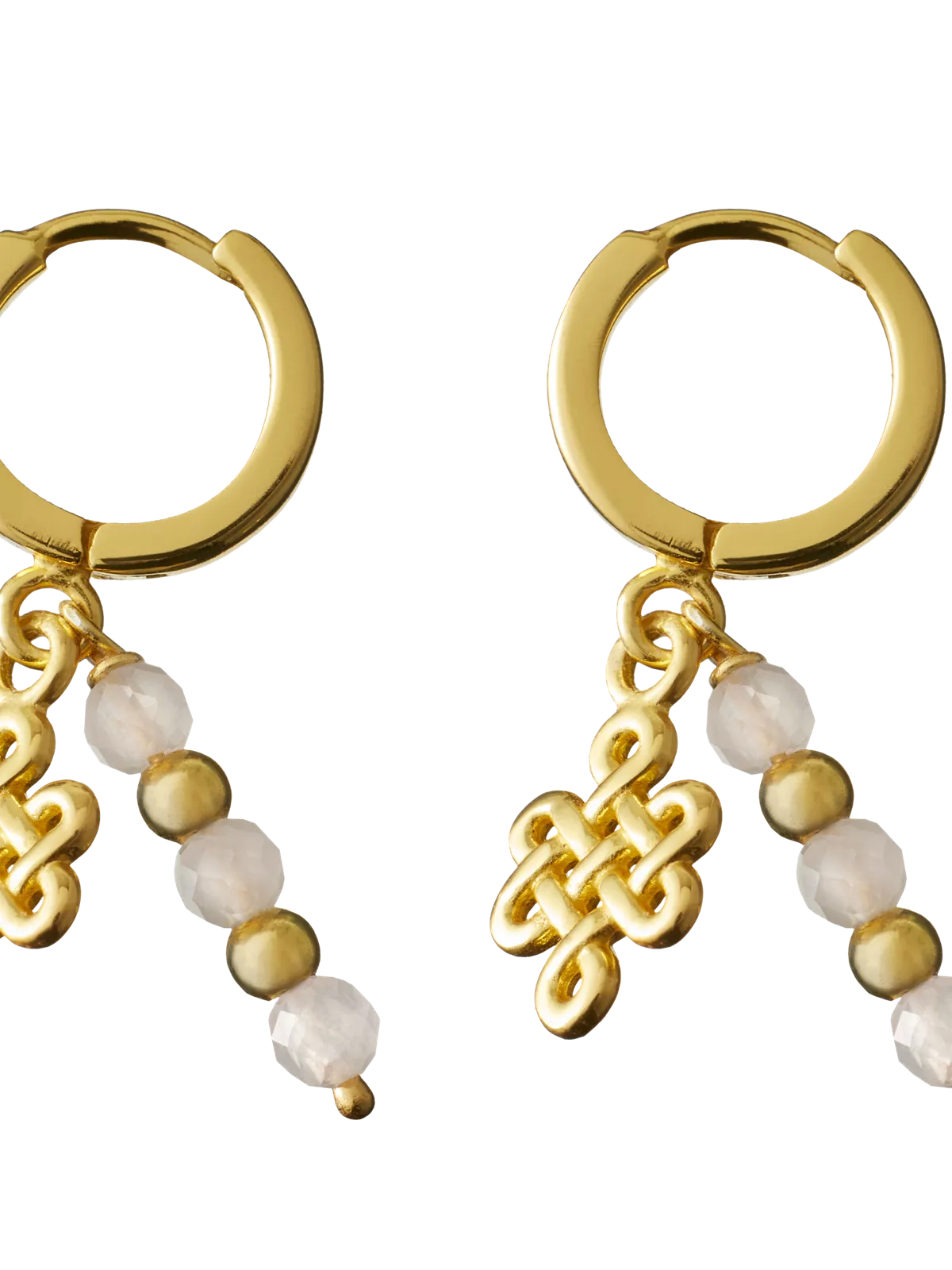 Rose Quartz Infinity Hoops Round Earrings Gold Plated