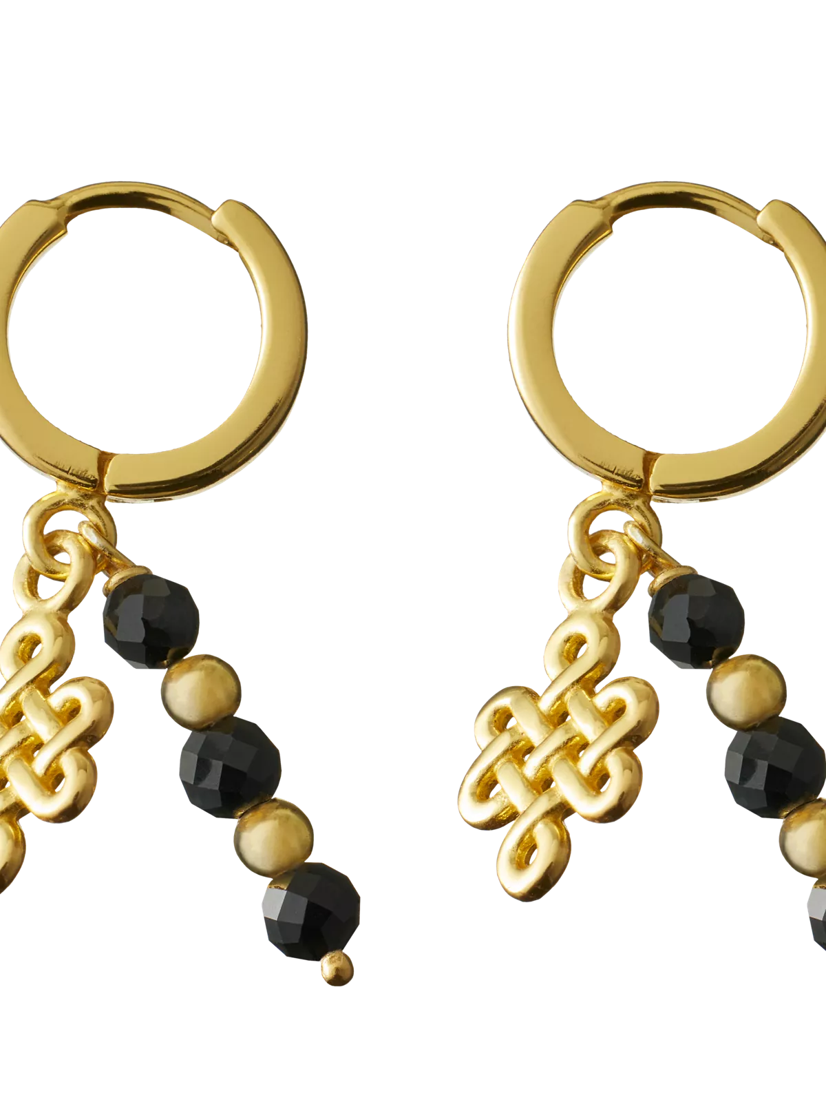Black Onyx Infinity Hoops Round Earrings Gold Plated
