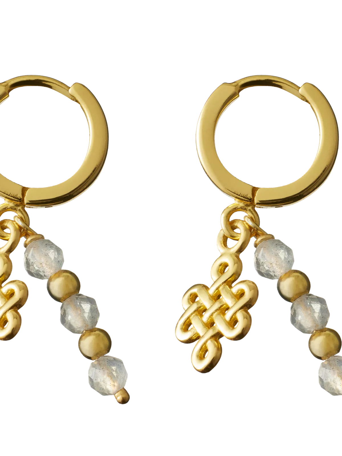 Labradorite Infinity Hoops Round Earrings Gold Plated