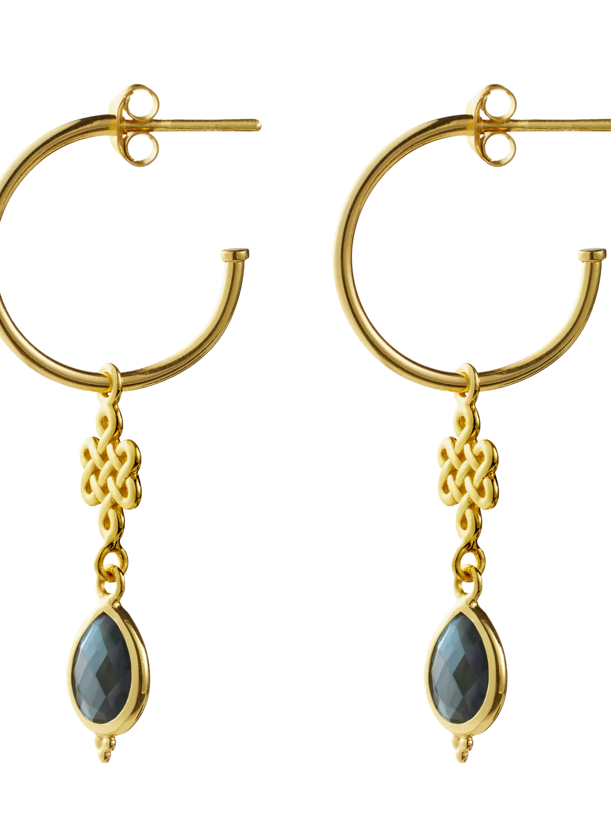 Labradorite Infinity Hoops Pendant Earrings Gold Plated