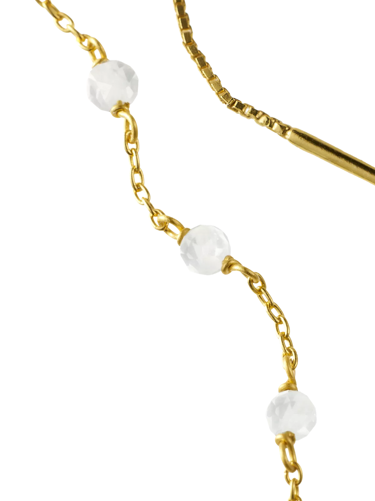 Labradorite Infinity Stone Chain Earrings Gold Plated