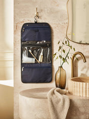 Toilet Bag Hanging Navy Lifestyle with Product