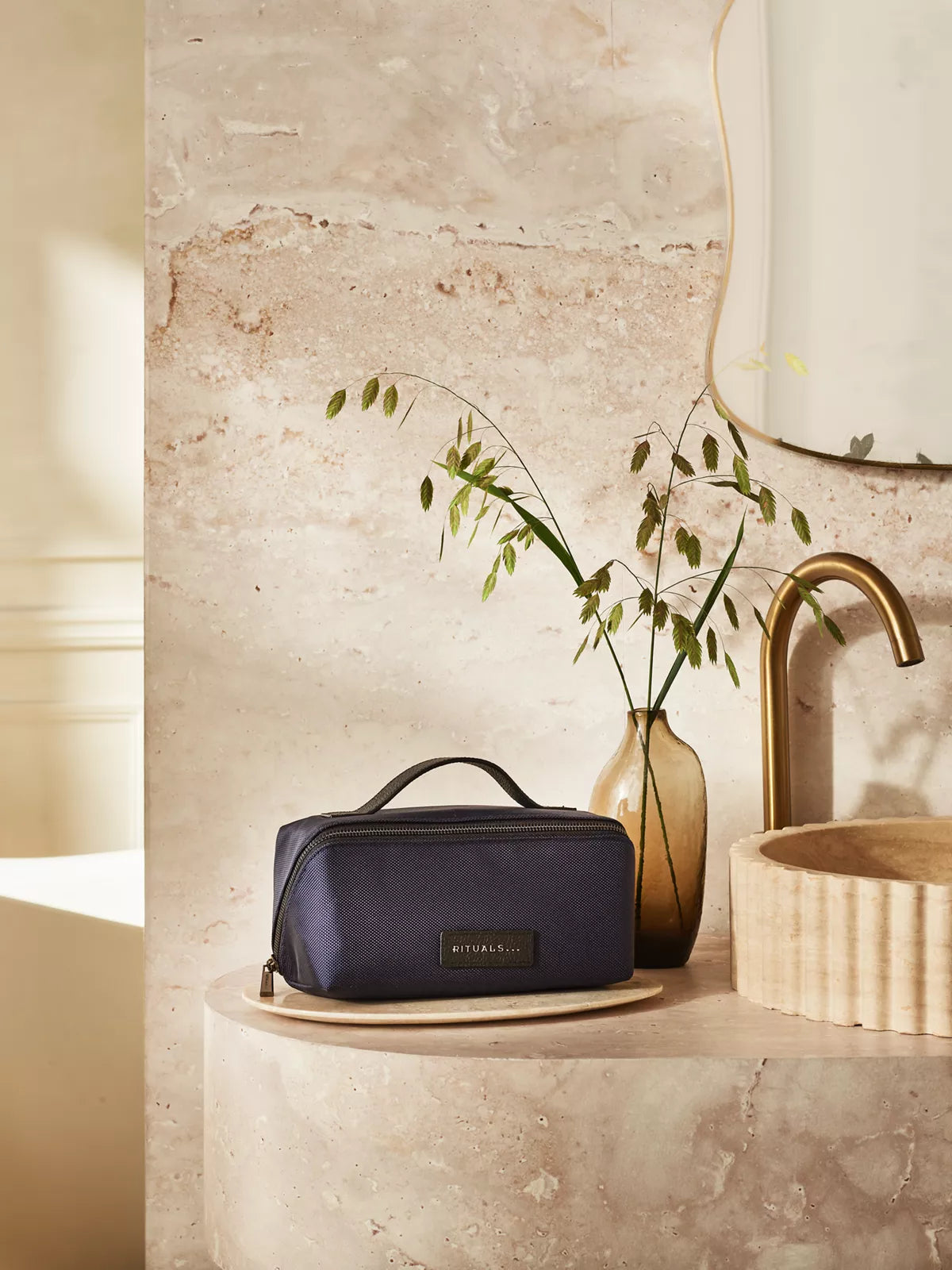 Toilet Bag Navy Lifestyle with Product